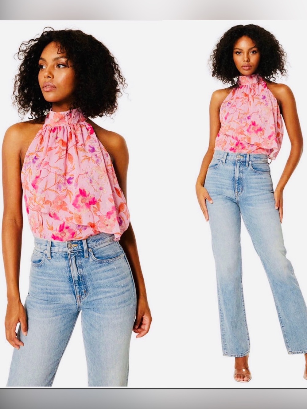 MISA ANKA Sleeveless Halter Blouse in Floral